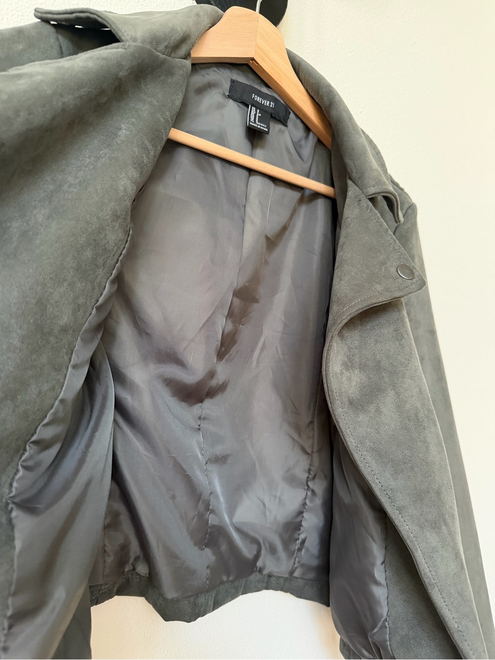 FOREVER 21 Olive Green Suede Moto Jacket - Picture 6 of 6